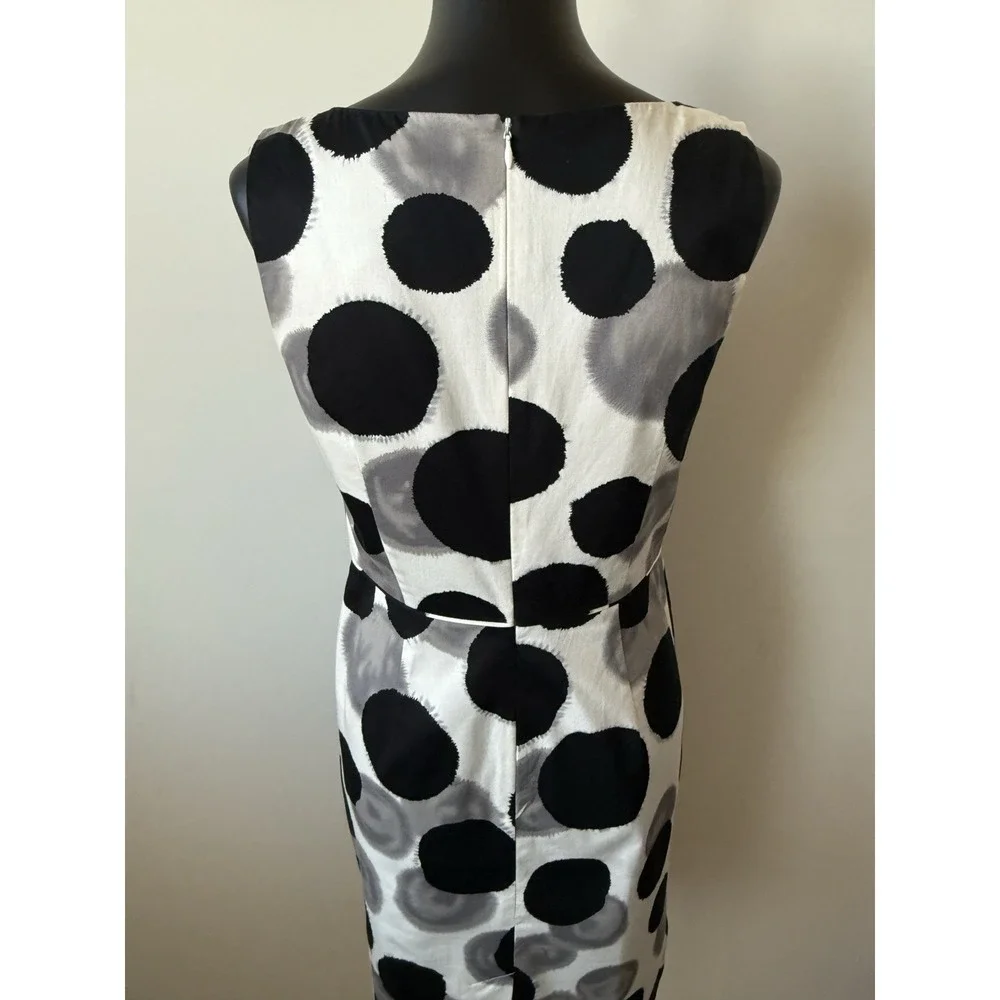 Ann Taylor Women's 4 Polka Dot Bold Mod Sleeveless Sheath Dress Black White NWOT - Picture 7 of 13